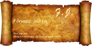 Fónagy Júlia névjegykártya